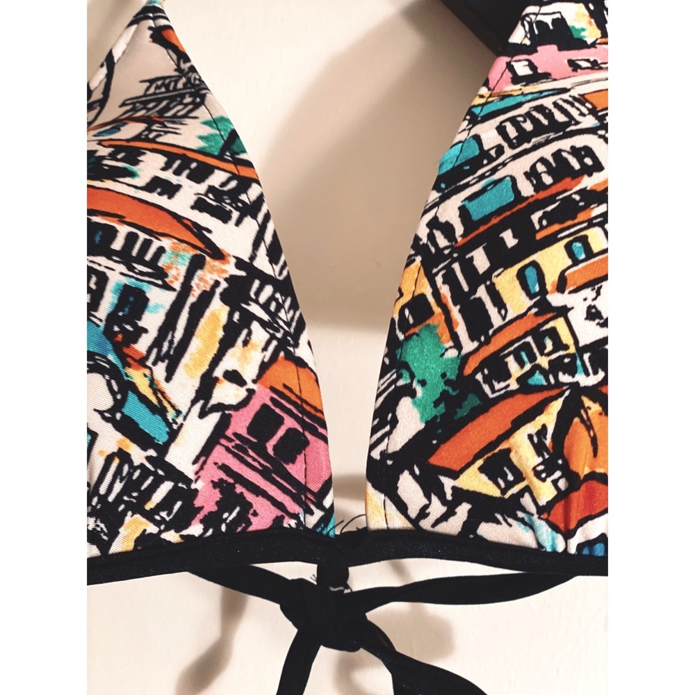 Multi Color Bikini Top Graffiti Print Xhilaration